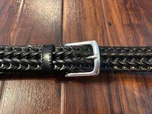 Dockers NWT Men's Black Braided Faux Leather Belt with Silver Buckle, Size 36